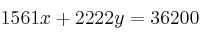 1561x + 2222y = 36200