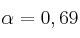 \alpha = 0,69