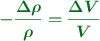 \color[RGB]{2,112,20}{\bm{-\frac{\Delta \rho}{\rho} = \frac{\Delta V}{V}}}