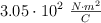 3.05\cdot 10^2\ \textstyle{N\cdot m^2\over C}