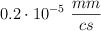 0.2\cdot 10^{-5}\ \frac{mm}{cs}