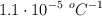 1.1\cdot 10^{-5}\ ^oC^{-1}