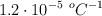 1.2\cdot 10^{-5}\ ^oC^{-1}