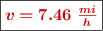 \fbox{\color[RGB]{192,0,0}{\bm{v = 7.46\ \frac{mi}{h}}}}