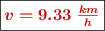 \fbox{\color[RGB]{192,0,0}{\bm{v = 9.33\ \frac{km}{h}}}}