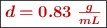 \fbox{\color[RGB]{192,0,0}{\bm{d = 0.83\ \frac{g}{mL}}}}