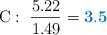 \ce{C}:\ \frac{5.22}{1.49} = \color[RGB]{0,112,192}{\bf 3.5}