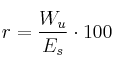 r = \frac{W_u}{E_s}\cdot 100