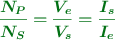 \color[RGB]{2,112,20}{\bm{\frac{N_P}{N_S}  = \frac{V_e}{V_s} = \frac{I_s}{I_e}}}