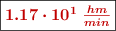 \fbox{\color[RGB]{192,0,0}{\bm{1.17\cdot 10^1\ \frac {hm}{min}}}}
