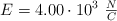 E = 4.00\cdot 10^3\ \textstyle{N\over C}