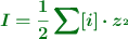 \color[RGB]{2,112,20}{\bm{I = \frac{1}{2}\sum [i]\cdot z_^2}}