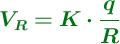 \color[RGB]{2,112,20}{\bm{V_R = K\cdot \frac{q}{R}}}