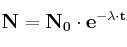 \bf N = N_0\cdot e^{-\lambda \cdot t}