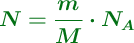 \color[RGB]{2,112,20}{\bm{N = \frac{m}{M}\cdot N_A}}