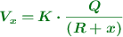 \color[RGB]{2,112,20}{\bm{V_{x} = K\cdot \frac{Q}{(R + x)}}}