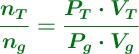 \color[RGB]{2,112,20}{\bm{\frac{n_T}{n_g} = \frac{P_T\cdot V_T}{P_g\cdot V_g}}}