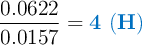 \frac{0.0622}{0.0157} = \color[RGB]{0,112,192}{\bf 4\ (H)}