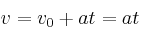 v = v_0 + at = at