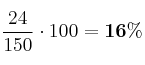 \frac{24}{150}\cdot 100 = \bf 16\%