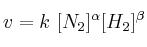 v = k\ [N_2]^{\alpha}[H_2]^{\beta}