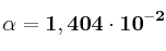 \bf \alpha = 1,404\cdot 10^{-2}