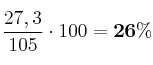 \frac{27,3}{105}\cdot 100 = \bf 26\%