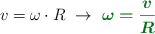 v = \omega \cdot R\ \to\ \color[RGB]{2,112,20}{\bm{\omega = \frac{v}{R}}}