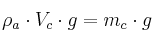 \rho_a\cdot V_c\cdot g = m_c\cdot g