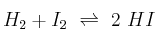 H_2 + I_2\ \rightleftharpoons\ 2\ HI