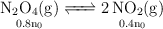 \ce{\underset{0.8n_0}{\ce{N2O4(g)}}} \ce{<=> \underset{0.4n_0}{\ce{2NO2(g)}}} \ce{\underset{0.8n_0}{\ce{N2O4(g)}}} \ce{<=> \underset{0.4n_0}{\ce{2NO2(g)}}}