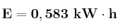 \bf E = 0,583\ kW\cdot h