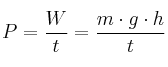P = \frac{W}{t} = \frac{m\cdot g\cdot h}{t}