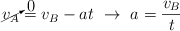 \cancelto{0}{v_A} = v_B - at\ \to\ a = \frac{v_B}{t}