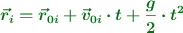 \color[RGB]{2,112,20}{\bm{\vec r_i = \vec r_{0i} + \vec v_{0i}\cdot t + \frac{g}{2}\cdot t^2}