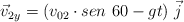 \vec v_{2y}  = (v_{02}\cdot sen\ 60 - gt)\ \vec j
