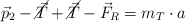 \vec{p}_2 - \cancel{\vec{T}} + \cancel{\vec{T}} - \vec{F}_R = m_T\cdot a