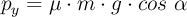 p_y = \mu \cdot m\cdot g\cdot cos\ \alpha