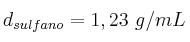 d_{sulfano} = 1,23\ g/mL