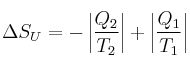 \Delta S_U = -\left|\frac{Q_2}{T_2}\right| + \left|\frac{Q_1}{T_1}\right|