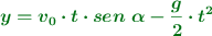 \color[RGB]{2,112,20}{\bm{y = v_0\cdot t\cdot sen\ \alpha - \frac{g}{2}\cdot t^2}}