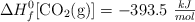 \Delta H_f^0[\ce{CO2(g)}] = -393.5\ \textstyle{kJ\over mol}