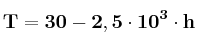 \bf T = 30 - 2,5\cdot 10^3\cdot h