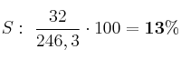 S:\ \frac{32}{246,3}\cdot 100 = \bf 13\%