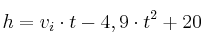 h = v_i\cdot t - 4,9\cdot t^2 + 20
