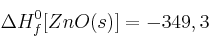 \Delta H^0_f[ZnO(s)] = -349,3