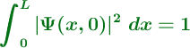 \color[RGB]{2,112,20}{\bm{\int_{0}^{L} |\Psi(x, 0)|^2\ dx = 1}}