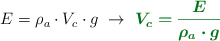 E = \rho_a\cdot V_c\cdot g\ \to\ \color[RGB]{2,112,20}{\bm{V_c = \frac{E}{\rho_a\cdot g}}}}