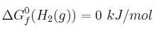 \Delta G_f^0 (H_2 (g)) = 0\ kJ/mol
