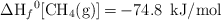 \Delta \ce{H_f^0[CH4(g)] = -74.8\ kJ/mol}